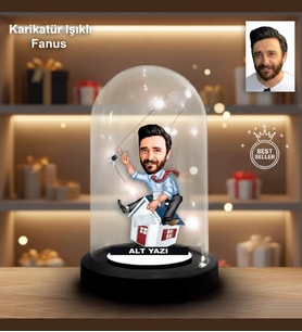 KİŞİYE ÖZEL EMLAKÇI TASARIM IŞIKLI KARİKATÜR FANUS BİBLO FN132