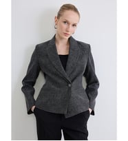 LCW STUDIO Gri Kruvaze Yaka Dokulu Kadın Blazer Ceket