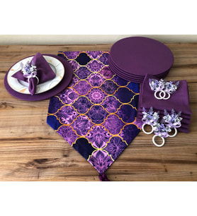 SOFRA SUNUM SETİ MOR MOROCCAN DESEN (Krem)