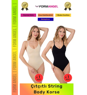 #Korse İz Bırakmayan Kaymaz Seamless Toparlayıcı Dikişsiz Kadın Çıtçıtlı String Body Korse 2'li Set