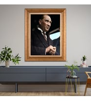 Altın Paspartulu Atatürk  Çerçeveli Tablo C665 (Gold)
