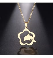 Kişiye Özel 925 Ayar Gümüş Çiçek Model Yunus Kolye (Gold)