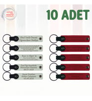 Beyaz & Kırmızı, Söz Töreni Misafirlerine Anlamlı Anı, 10’lu Set, Tarih ve İsimli Deri Anahtarlık