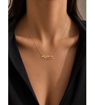 Kişiye Özel 925 Ayar Gümüş Zarif Atatürk İmza Kolye (Gold)
