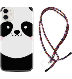 Apple iPhone 11 12 13 Mini Kılıf Boyun Asklı Rasta Silikon Sevimli Panda 1794