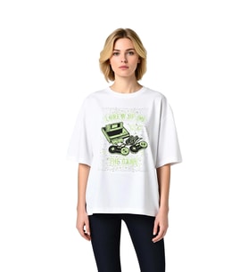 Retro Oyun Nostaljisi Baskılı Kadın Oversize Tişört