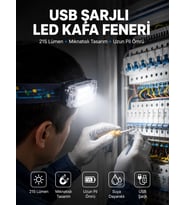 Kafa Lambası Led Fener Pratik Taşınabilir Ayarlanabilir Usb Şarjlı