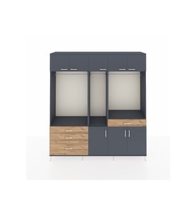 Hyperion Dolap 8 Raflı 4 Çekmeceli 3 Askılı 220x44x243 Antrasit-Antrasit/Çam