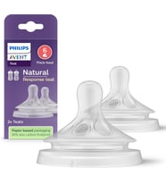 Avent Doğal Tepkili Biberon Emziği, 2'li Paket, 6 Ay+, 6 Numara, Akıtmaz Emzik, Kolik ve Gaz Önleyici, BPA İçermez, SCY966/02