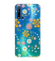 Huawei P20 Lite 2019 Uyumlu Kapak Flowers Tasarımlı Şeffaf Silikon Kılıf