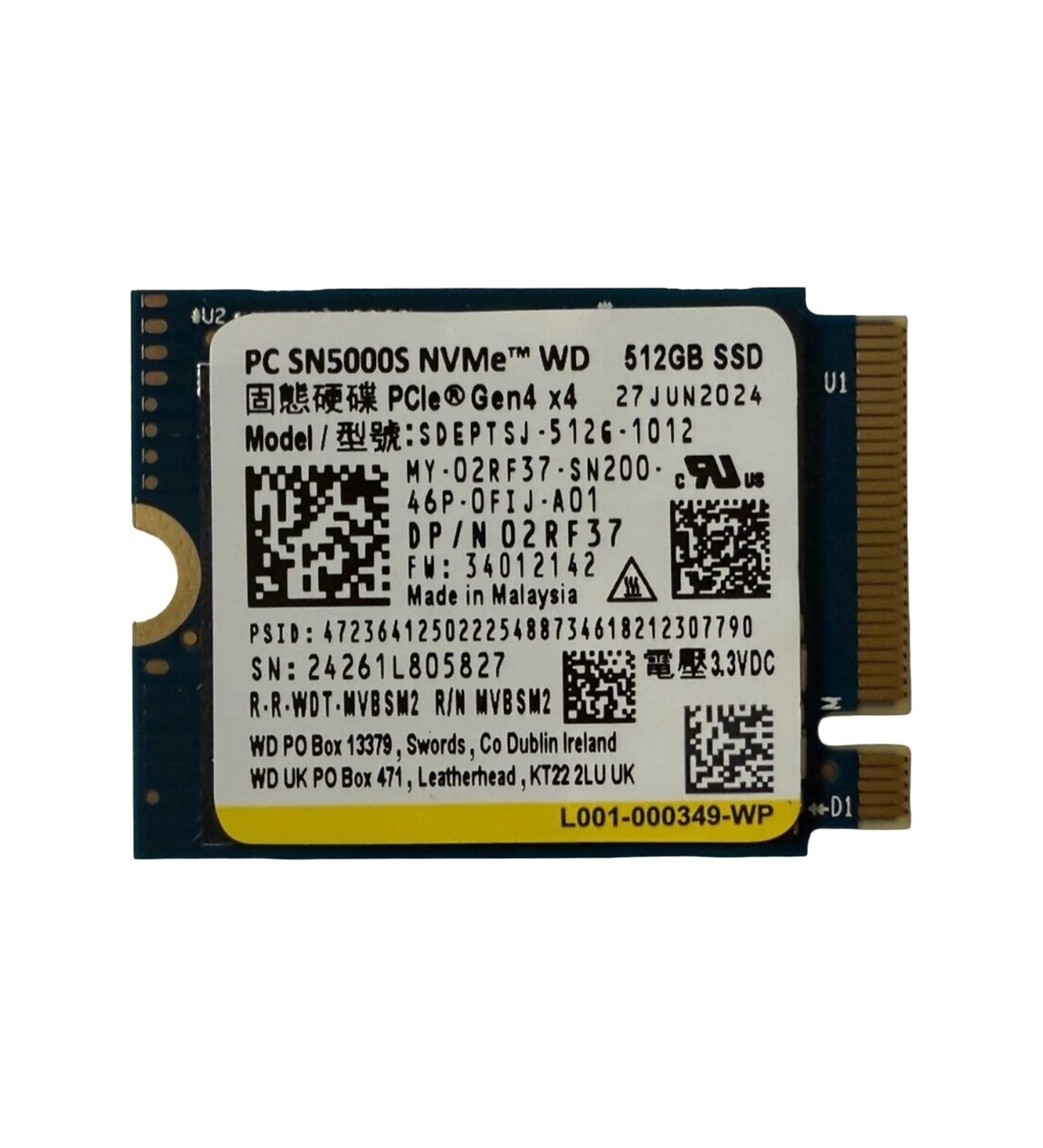 内蔵型SSD SANDISK PC SN5000S NVMe Gen4 SSD 512GB SANDİSK SN5000S 512GB SDEQNSJ-512G 5000-4000MB/s 2280 M2 NVME GEN4