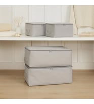 Ocean Home Textile 4'lü Gri Balıksırtı Hurç Set 2 Adet 30 x 22 x 18 / 2 Adet 52 x 28 x 21 cm