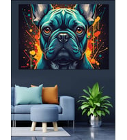 Pop Art Tarzı Renkli Buldog Dekoratif Kanvas - Mdf Ahşap Tablo
