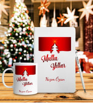 Yılbaşı İçin Kişiye Özel Defter Kalem & Kupa Hediye Seti