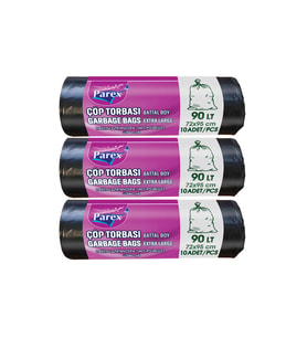 Professional 10'lu Çöp Torbası Battal Boy 72 x 95 cm Üçlü Paket