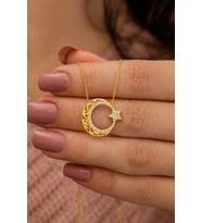 925 Ayar Gold Ayyıldız Gümüş Kolye