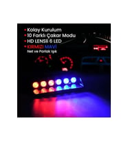 Tiger Marketing S 6 Çakar  Ledli Araç İçi Vantuzlu Mavi Kırmızı Flash Led..