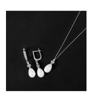 925 Ayar Ay Işığı Damla Gümüş  İnci Set (Rodyum)
