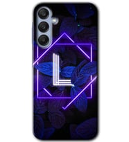 Galaxy A35 Kılıf HD Desen Baskılı Kılıf - Dark Neon Yaprak L Harfi