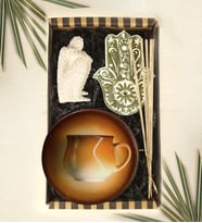 Vintage Fincan & Düşünen Adam Modern Dekoratif Obje & El Yapımı Modern Tütsülük Hediye Seti