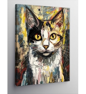 Kanvas Tablo Sert Bakışlı Kedi Portresi