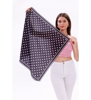 Siyah Beyaz Puantiye Model Fular Bandana Şal Estascarf 70x70 Cm
