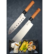 2 Parça İsme Özel Japon Tarzı Şef Bıçak Seti Nakiri Santoku Set