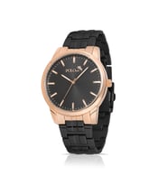 Polo Air Erkek Metal Kol Saati Gümüş Siyah Renk PL-0919Ex (Siyah-Bakır)
