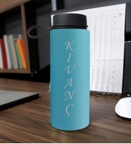 BK Gift Kişiye Özel İsimli Turkuaz Renkli Cam Matara 500ml, Sevgiliye, Arkadaşa Hediye, İsimli Cam Matara, Ofis Hediyesi