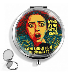 Cep Aynası Popart Tasarımlı El Aynası Makyaj Aynası Kişiye Özel Hazırlanabilir Yuvarlak Çanta Aynası Eğlenceli Hediye