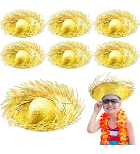 Tropikal Parti Sarı Hasır Hawaii Şapkası 13x36 cm