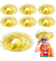 Tropikal Parti Sarı Hasır Hawaii Şapkası 13x36 cm