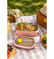 Paslanmaz Çelik Dikdörtgen Yemek Kabı 750 ml Pembe