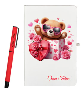 Anneye Hediye Kişiye Özel Defter ve Roller Kalem Seti