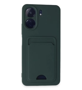 Redmi 13C Kılıf Kelvin Kartvizitli Silikon - Koyu Yeşil