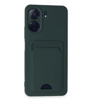 Redmi 13C Kılıf Kelvin Kartvizitli Silikon - Koyu Yeşil