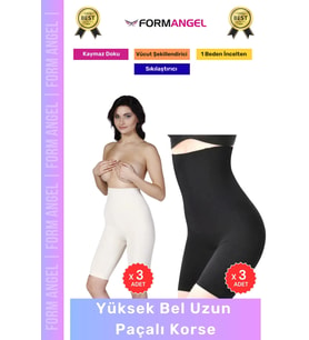 #Korse Lazer Kesim İz Göstermez Toparlayıcı Kaymaz Kadın Yüksek Bel Uzun Paçalı Korse 6'lı Set