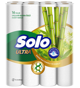 Solo Ultra Kağıt Havlu 16 Lı Paket Rulo Organik Bambu ve Pamuk Özlü (Dev Ekonomik Pk)