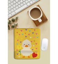 SonicTouch Bilek Destekli Kalpli Ördek Temalı Sarı Dikdörtgen Pürüzsüz Dikişsiz Mouse Pad 18x22cm