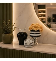Dekoratif Obje Salon Seti Zebra At Desen Kutu Siyah Zebra Ayaklı Saksı Siyah Şah GÜMÜŞ
