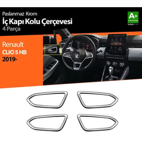 Renault Clio Uyumlu 5 Krom İç Kapı Kolu Çerçevesi 4 Parça. 2019 Ve Üzeri