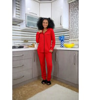 pilelistore- Kadın Yılbaşı 2'li Özel Kalp Kutulu Slip - Pijama Hediye Seti (Kırmızı)