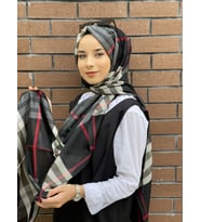 Siyah-Kırmızı Sima Burberry Ekose Şal