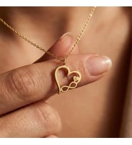 Kişiye Özel 925 Ayar Gümüş Minimal Kalp Sonsuzluk Tasarım Harf Kolye (Gold)