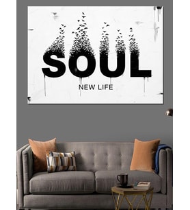 Soul New Life Modern Tipografi Dekoratif Kanvas - Mdf Ahşap Tablo