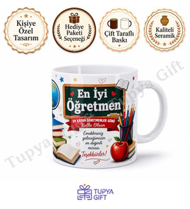 Kişiye Özel Öğretmenler Günü Hediye Sublimation Baskılı Porselen Kupa Bardak