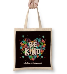 Be Kind Autism Awareness Puzzle Children Heart Son Daughter Bez Çanta Uzun Saplı