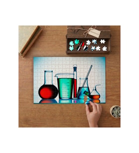 Deney Tüpleri - Limya - Laboratuvar Tasarımı 240 parça Ahşap Puzzle Ahşap Kutuda MP10082