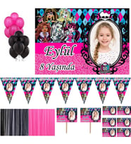 Hayaller Dükkanı Monster High Afişli Kişiye Özel Doğum Günü Süsleri, Parti Seti Magnet, HDTS169