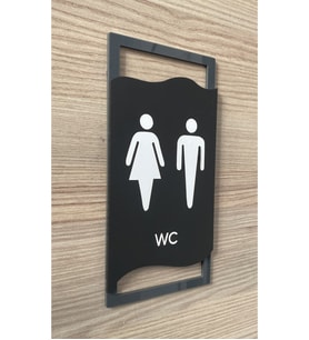 Antrasit Çerçeveli Mat WC Yönlendirme Levhası